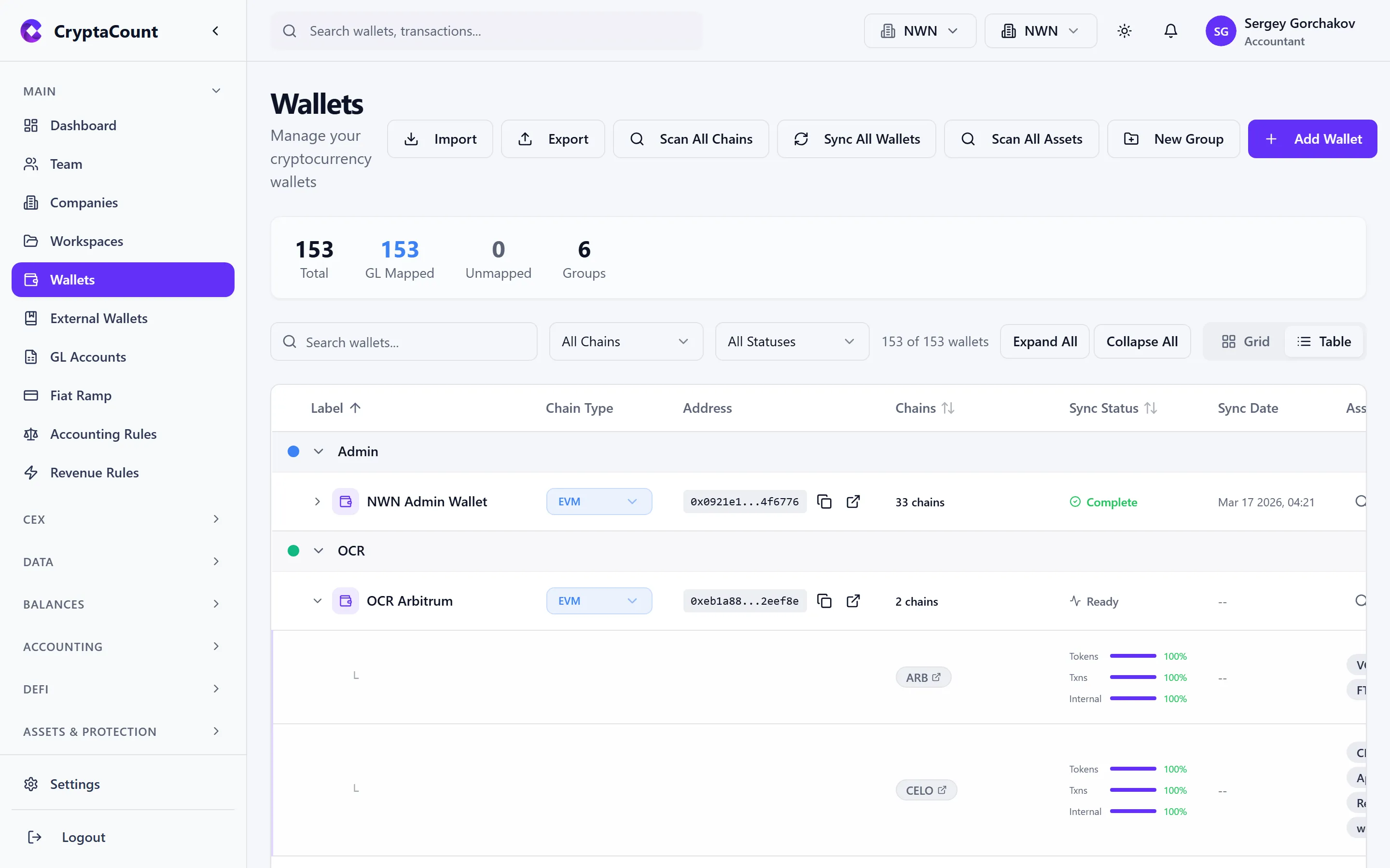 Wallet sync progress indicator